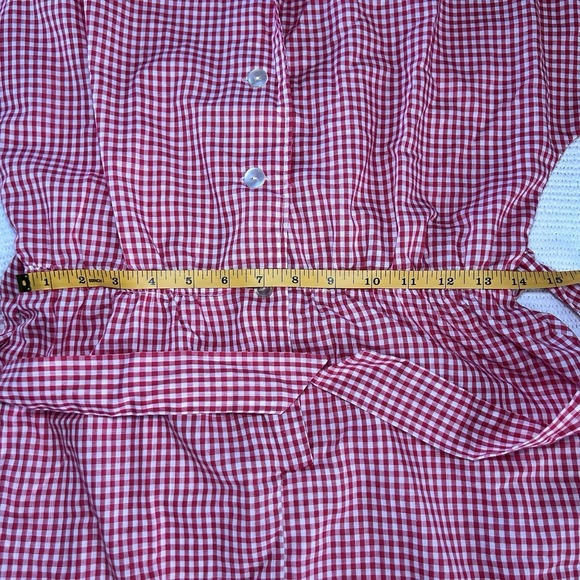 Vintage Red And White Gingham Shirtwaist Dress Women's Small Waist Tie - Picture 5 of 9